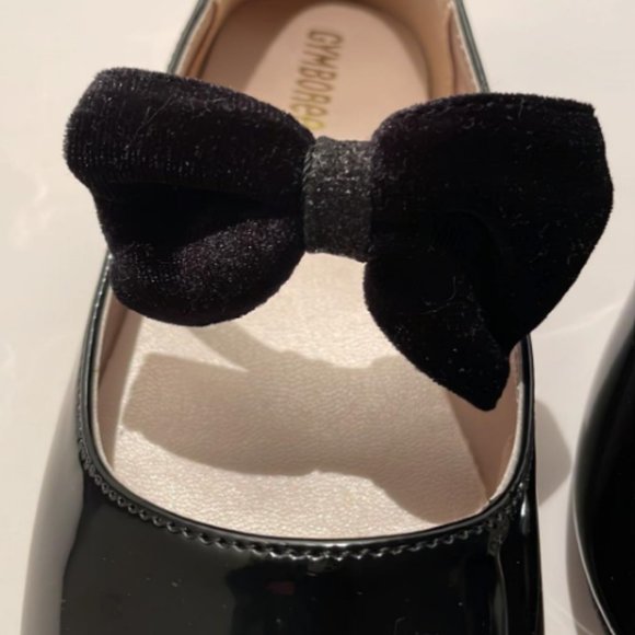 Gymboree Toddler Girl's Black Patent Ballet Flats with Velvet Bow Size 8 - Picture 3 of 9